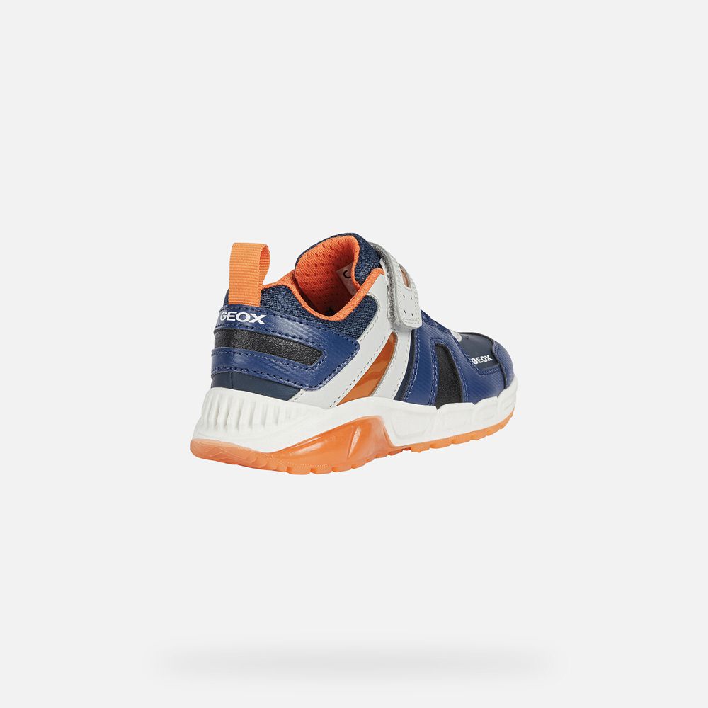 Basket Geox Spaziale - Bleu Marine/Orange - Garcon 261378-MZW